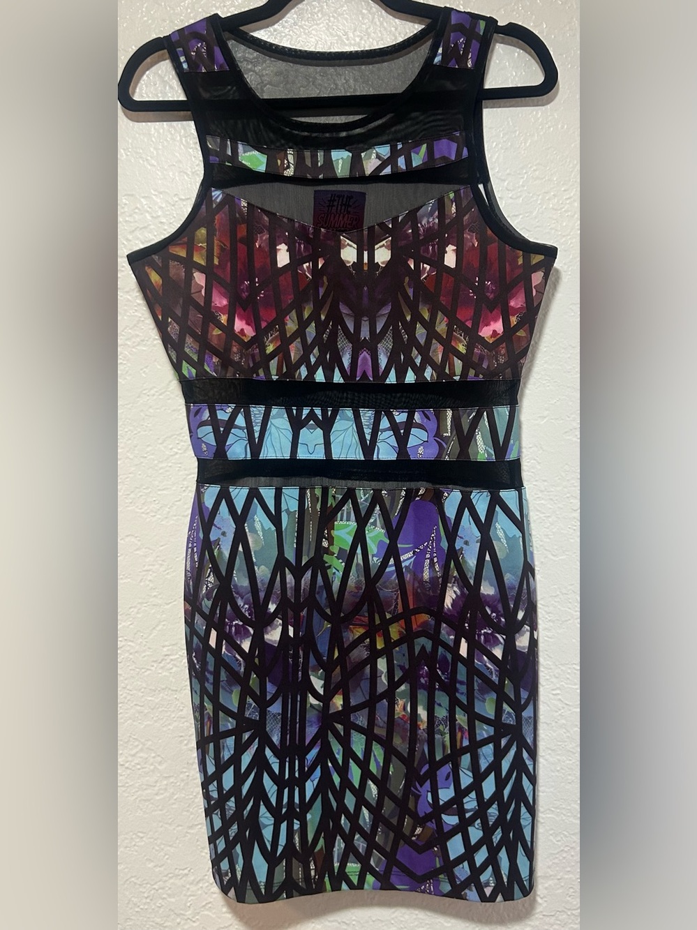 marisa Black-Overlay Multicolor Mini Dress